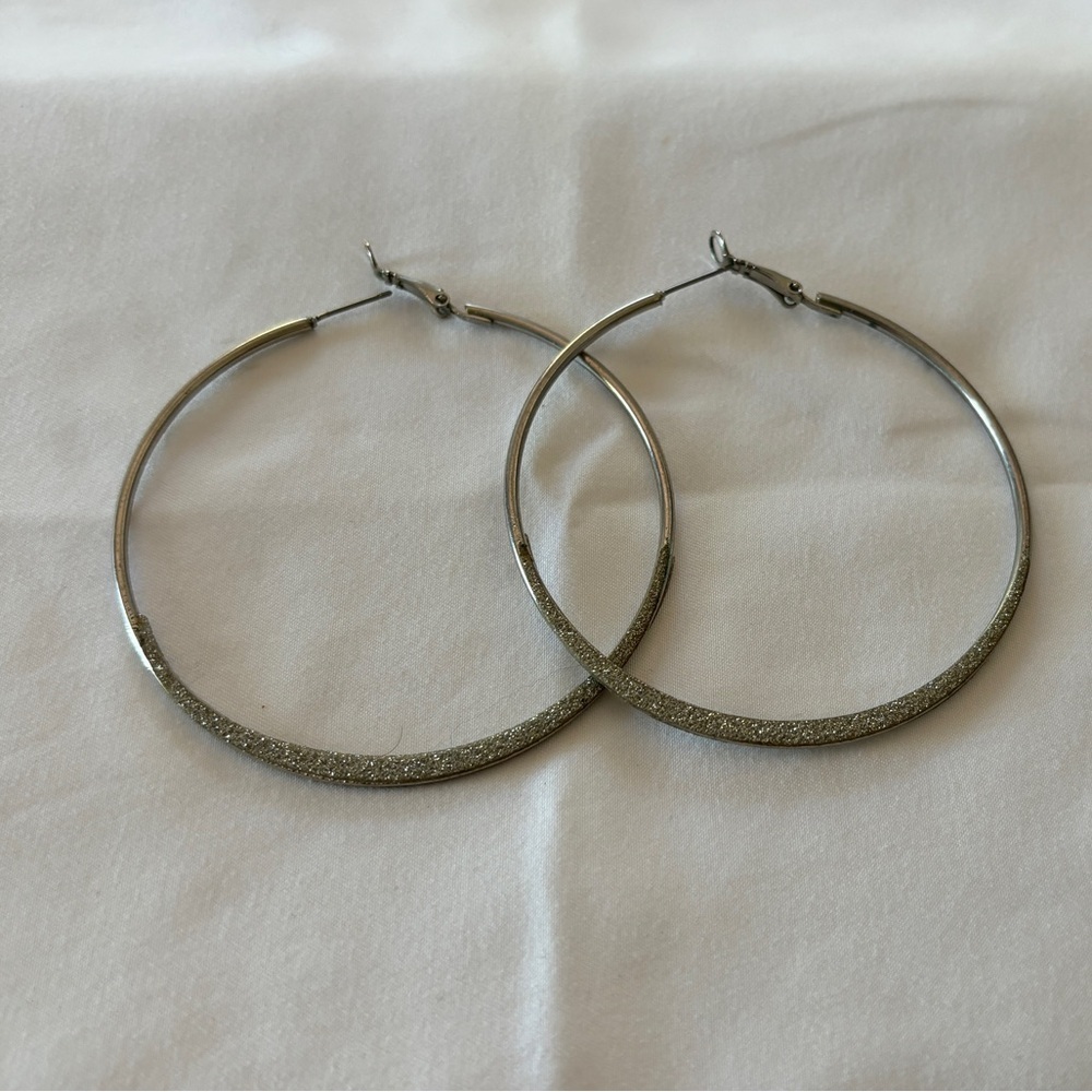Dazzling Glitter Large Hoop Earrings
